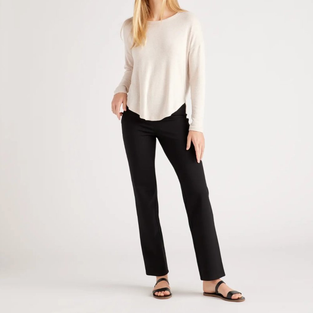 Quince Ultra-Stretch Ponte Straight Leg Pant - Petite